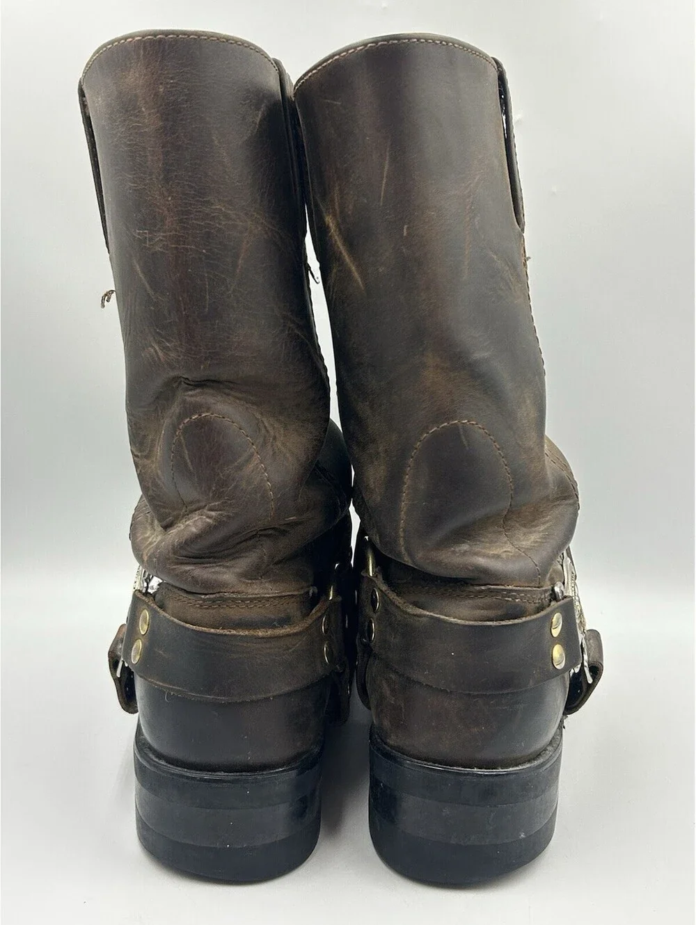 Vintage Harley Davidson 98409 Harness Boots Mens 9 Brown Leather Eagle Biker